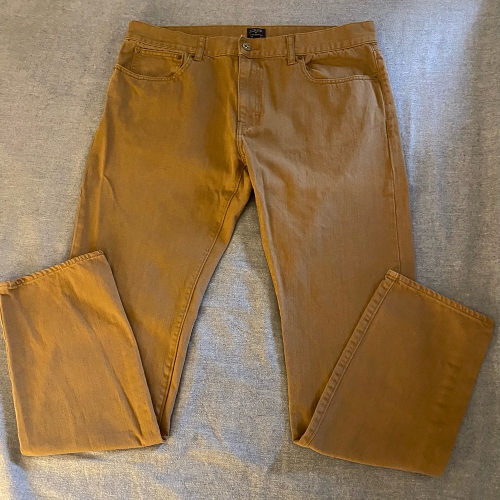 Tan J. Crew Mens denim jeans. Size 36/34 perfect condition.